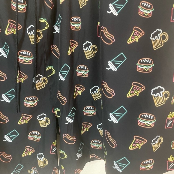 Caribbean Roundtree Yorke Swim Trunks Shorts 4XB Black Snacks Pizza Beer Fries - Picture 2 of 6